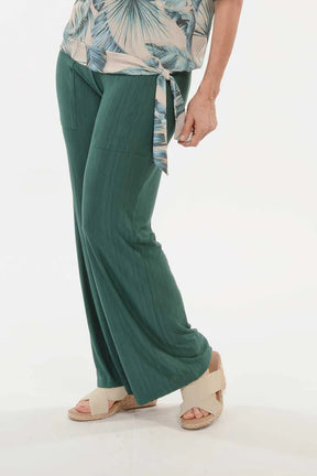 Calça Pantalona Visco Rajado Verde