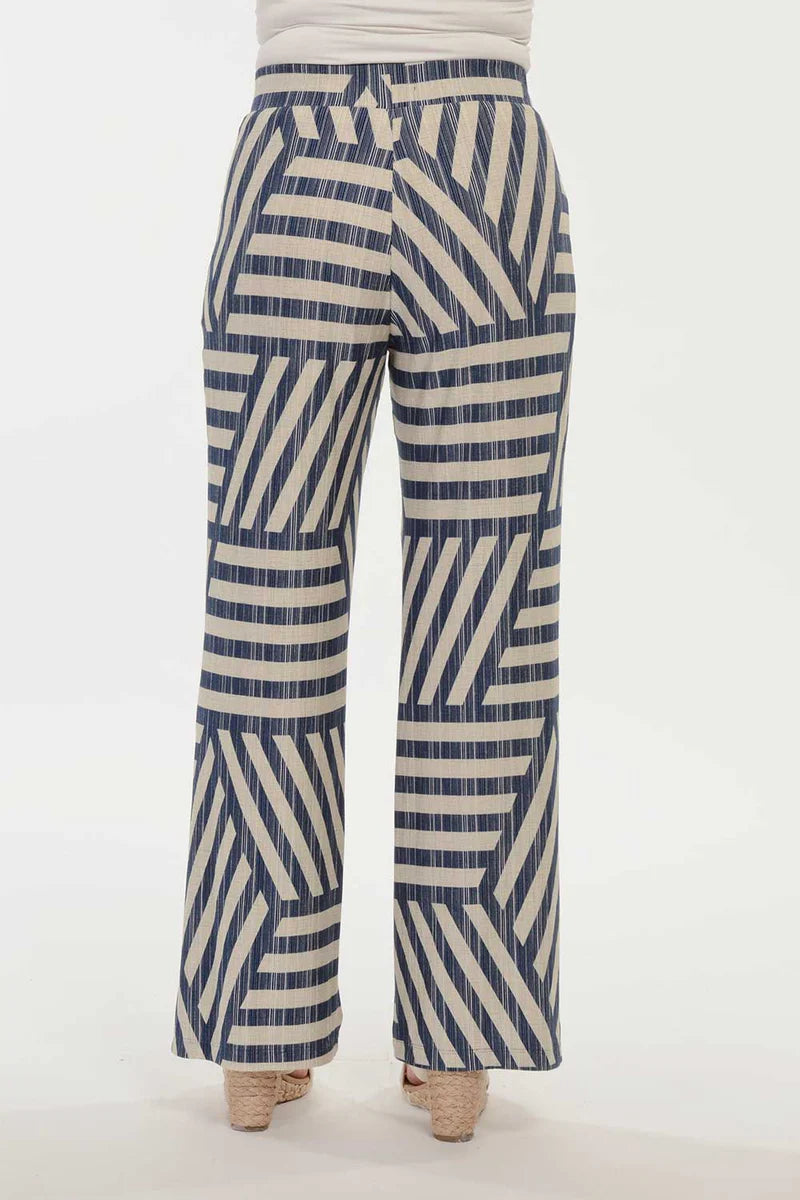 Calça Pantalona Visco Rajado Azul