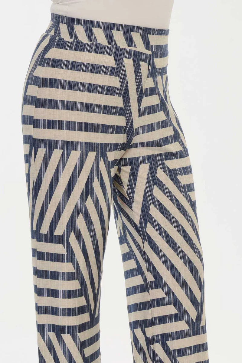 Calça Pantalona Visco Rajado Azul